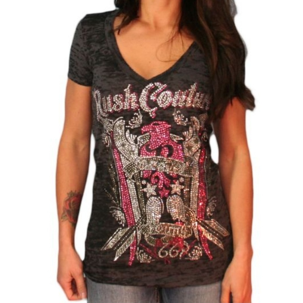 Rush Couture Rhinestone Bling XL T